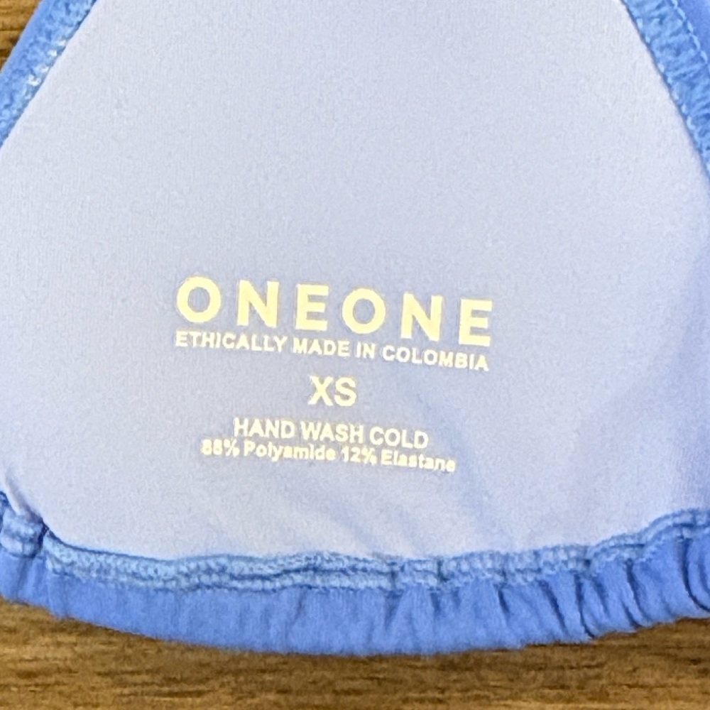 NWT [Oneone] Ariel Blue Tie Triangle Bikini Swimsuit Swim Top Women’s XS - Picture 8 of 10